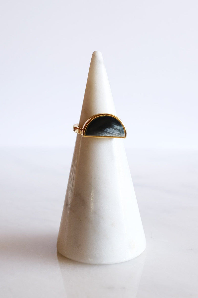 Mat Trang 16K Gold-Plated Brass Buffalo Horn Crescent Ring - ourCommonplace