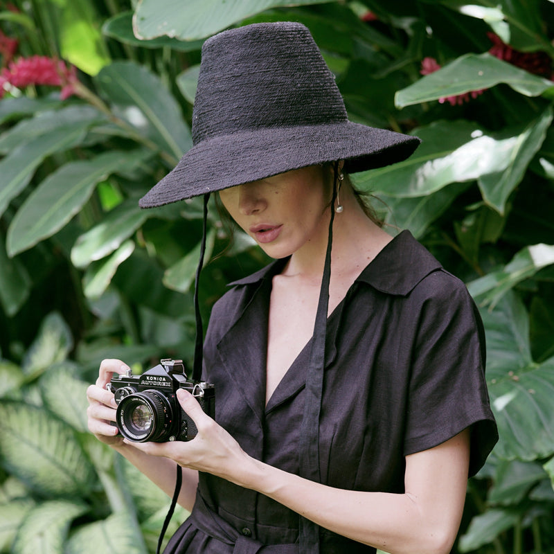 MEG Jute Straw Hat, in Black - ourCommonplace