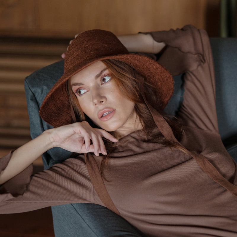 MEG Jute Straw Hat, in Burnt Sienna - ourCommonplace