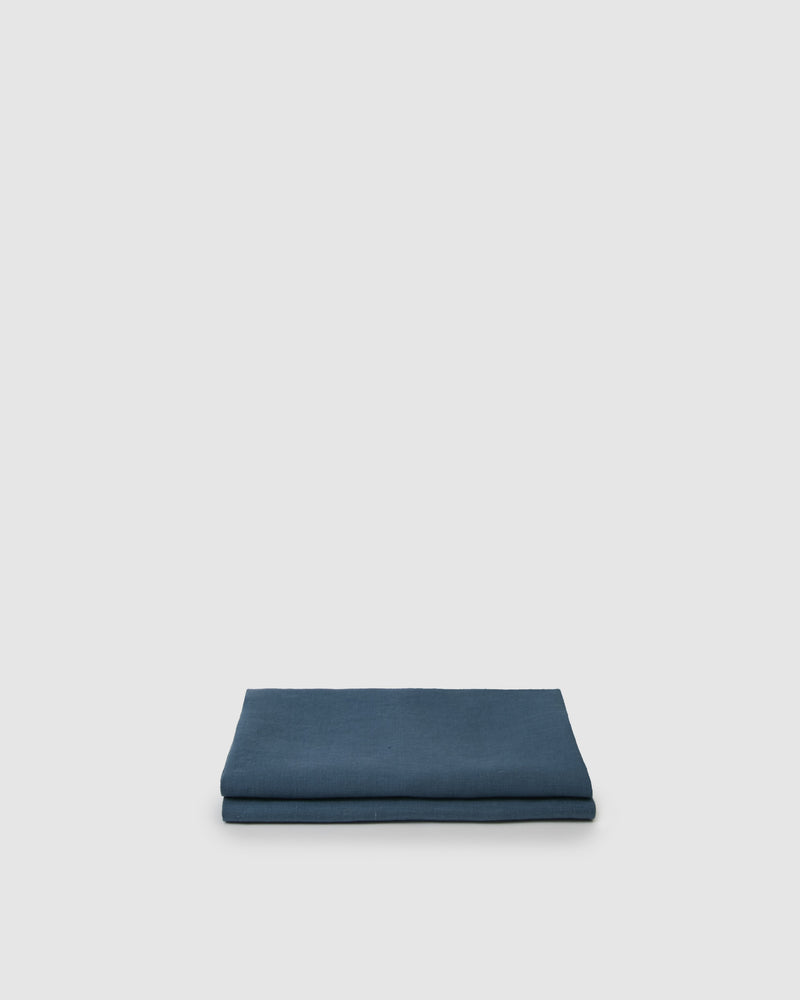 Marcel Linen Fitted Sheet - Adriatic - ourCommonplace
