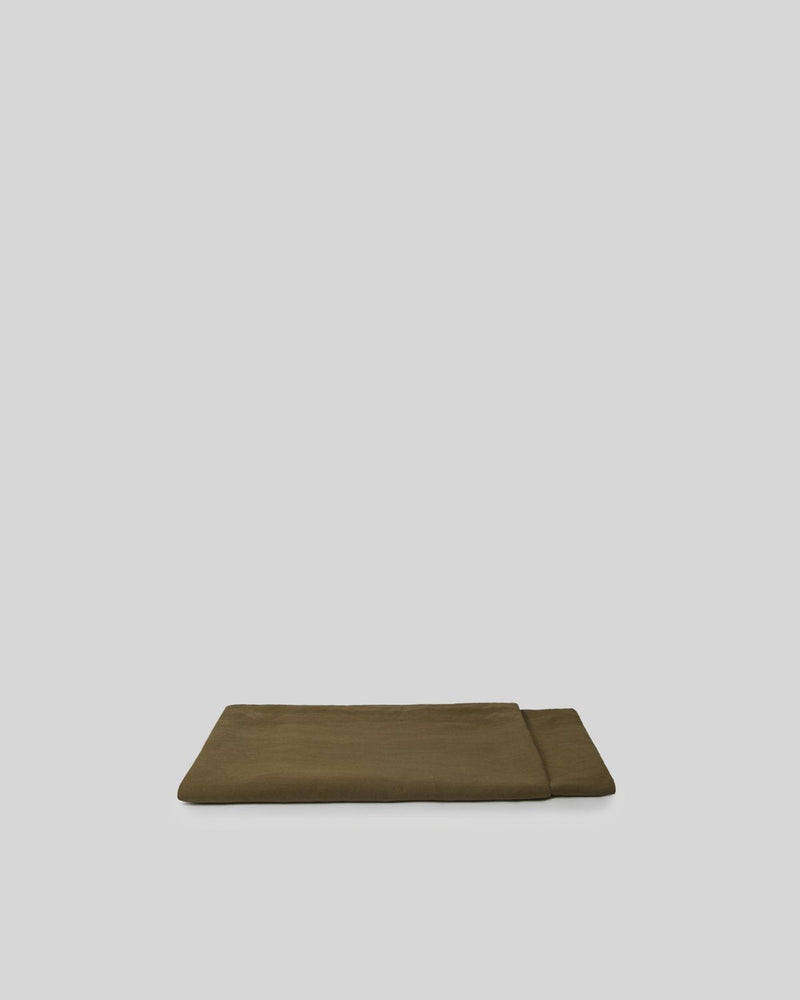 Marcel Linen Flat Sheet - Moss - ourCommonplace