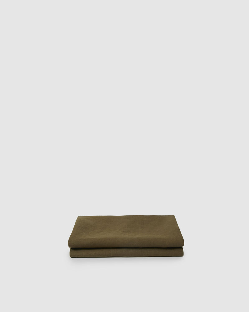 Marcel Linen Pillowcases (Pair) - Moss - ourCommonplace
