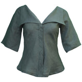 Marta Blouse With Puritan Collar / Olive Green Linen - ourCommonplace