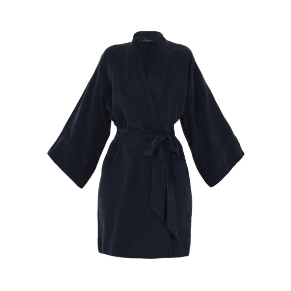Midnight Blue Mini Kimono Robe - ourCommonplace