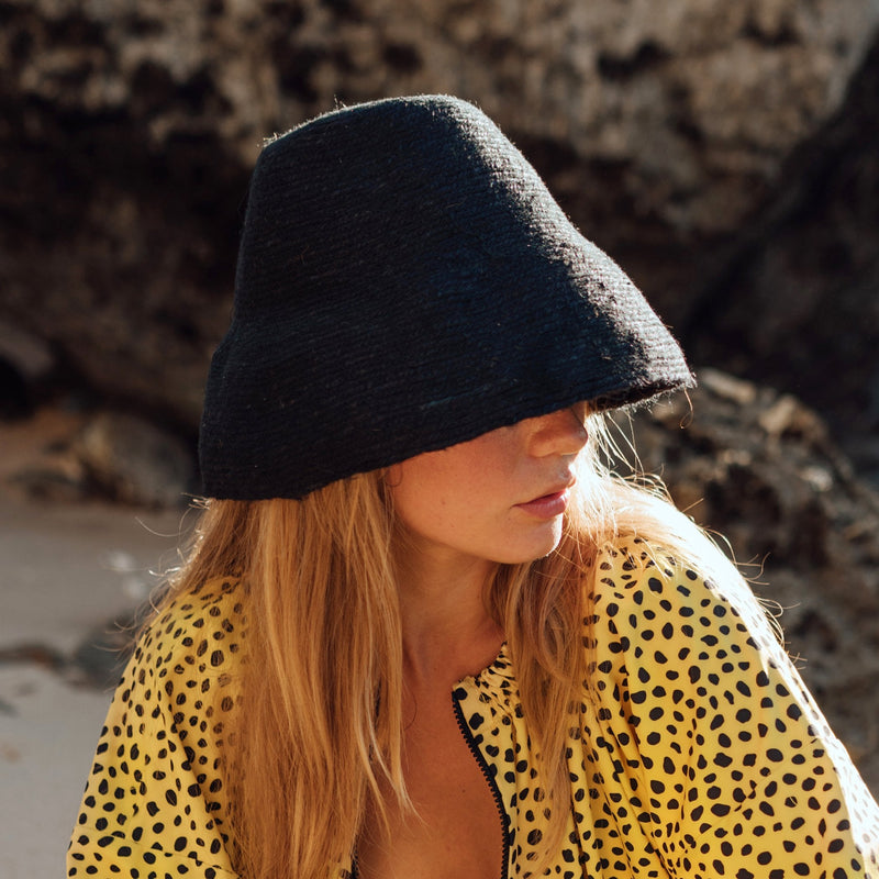NAOMI Jute Bucket Hat, in Black (Pre-Order) - ourCommonplace