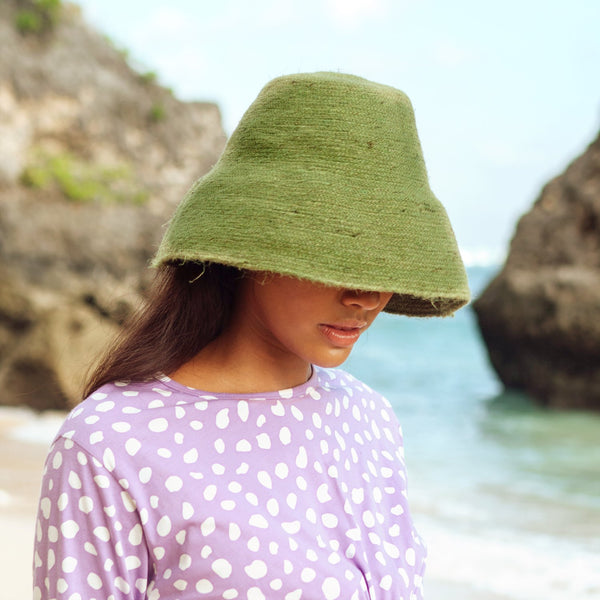 NAOMI Jute Bucket Hat, in Matcha Green - ourCommonplace