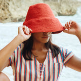 NAOMI Jute Bucket Hat, in Red - ourCommonplace