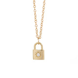 Diamond Padlock Necklace - 14k Yellow Gold - ourCommonplace
