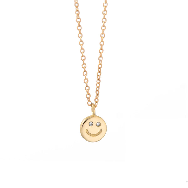 Happy Face Necklace - 14k Yellow Gold - ourCommonplace