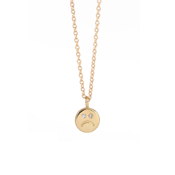 Sad Face Necklace - 14k Yellow Gold - ourCommonplace