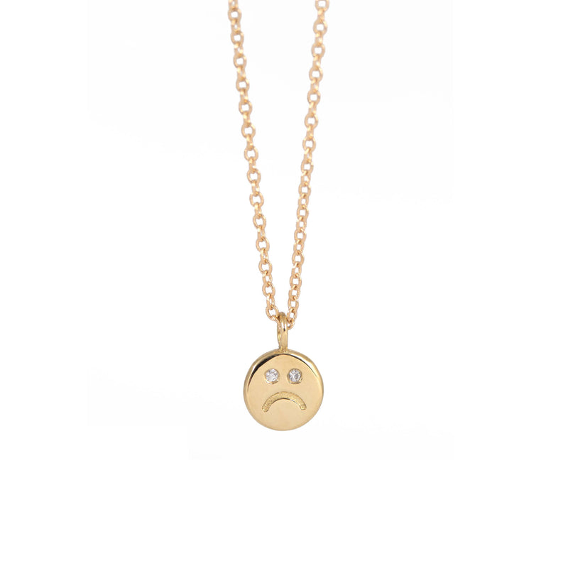 Sad Face Necklace - 14k Yellow Gold - ourCommonplace