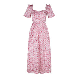 Beatrice Maxi Dress With Sweetheart Neckline / Pink + Milkly White Liberty Floral Cotton - ourCommonplace