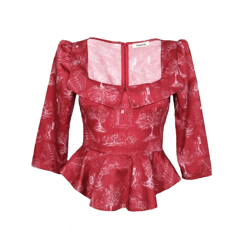 Mari Top / Ruby Red + Alabaster Cotton Toile - ourCommonplace