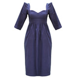 Violet Dress / Navy Stretch Linen - ourCommonplace