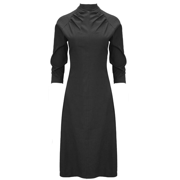 Astrid Midi Dress / Black Stretch Linen - ourCommonplace