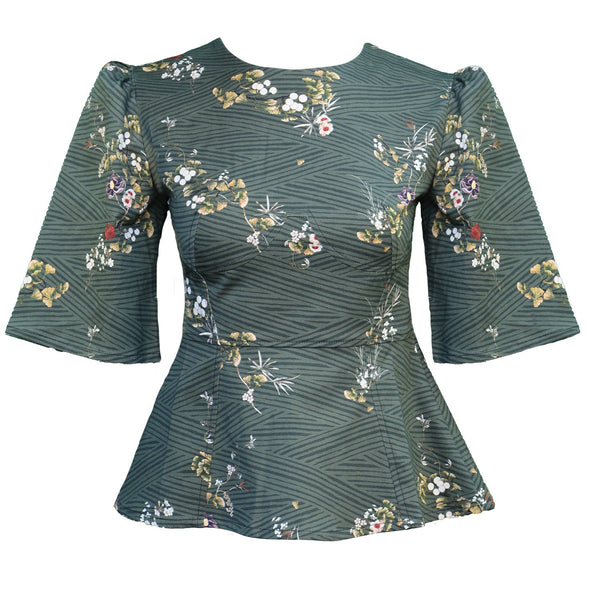 Lisa Top / Olive Floral Cotton - ourCommonplace