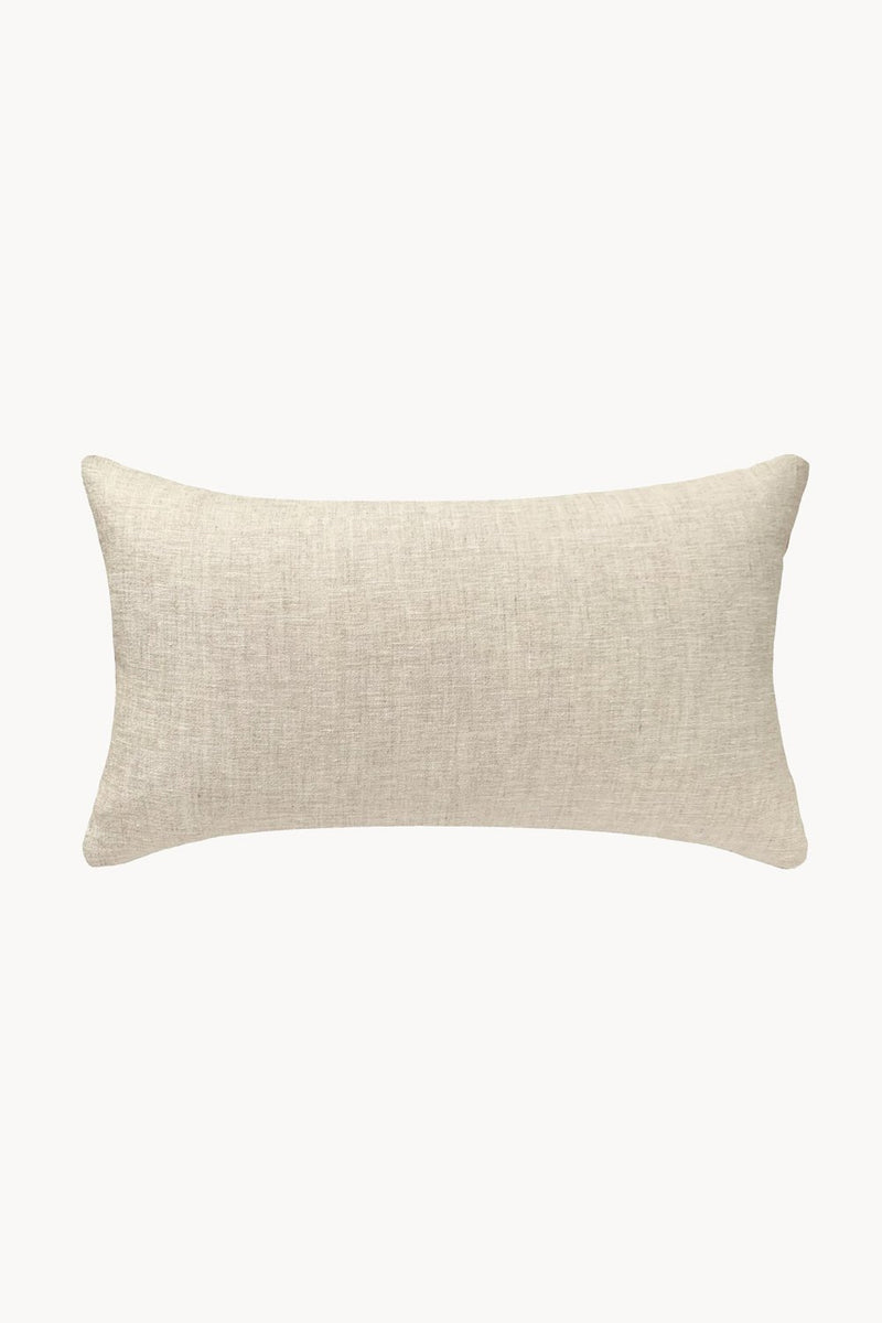 Cowrie Embroidered Linen Lumbar Pillow - Natural - ourCommonplace