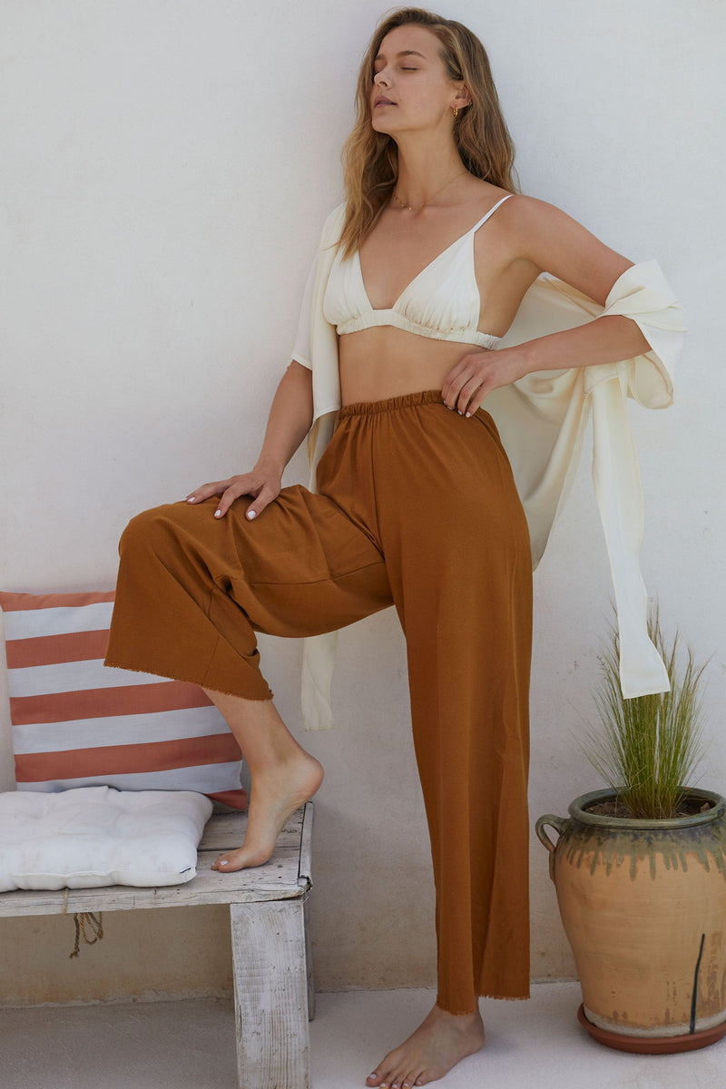 Raw Silk Easy Pant In Copper - ourCommonplace