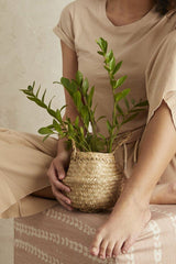 Small Handwoven Seagrass Tabletop Belly Basket - ourCommonplace