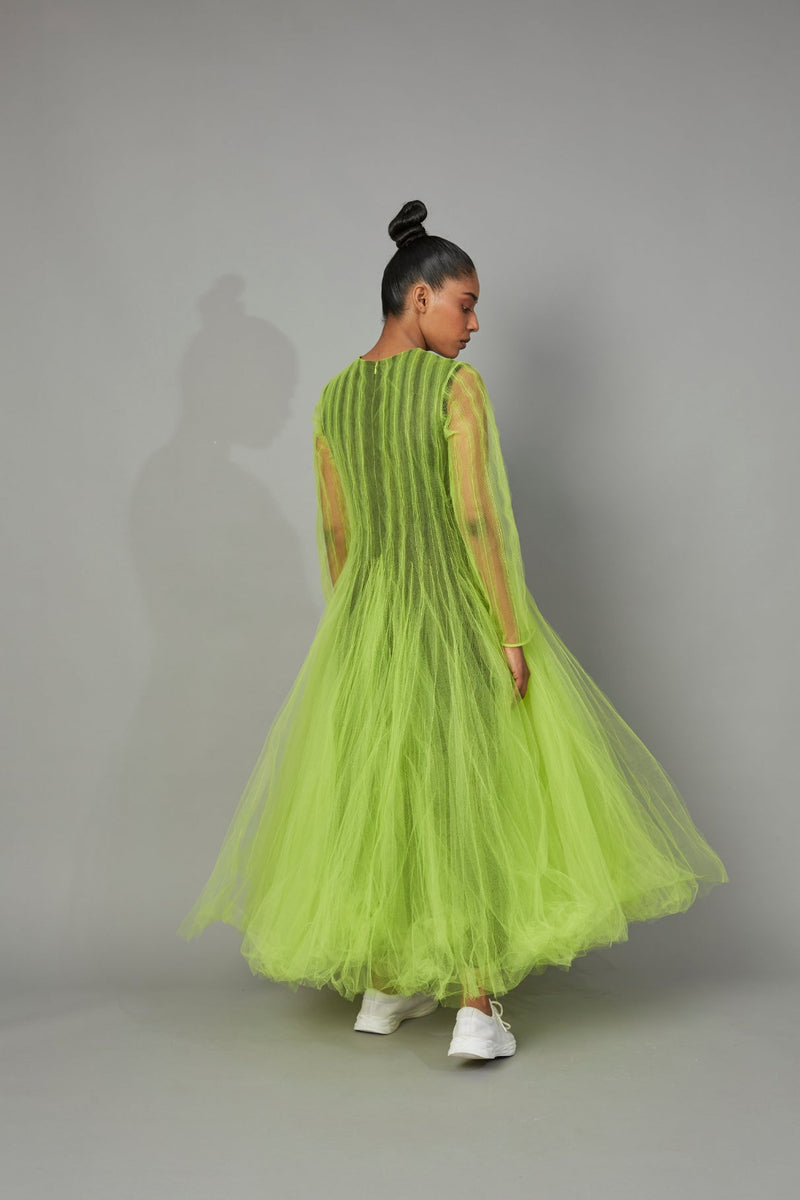 BOTTLE BRUSH TULLE DRESS LIME - ourCommonplace