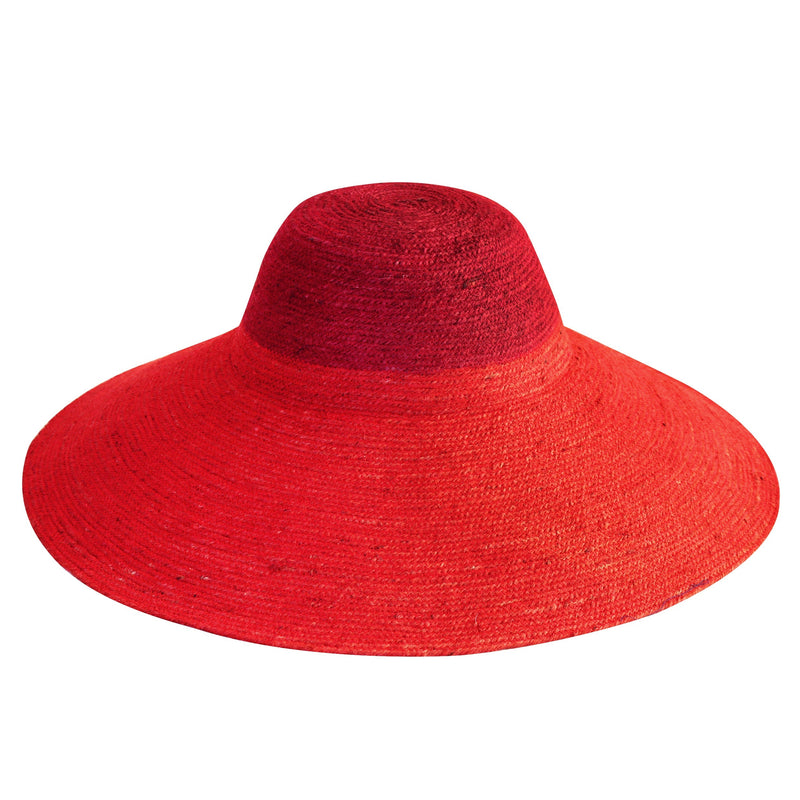 RIRI DUO Jute Straw Hat, in Maroon & Red - ourCommonplace