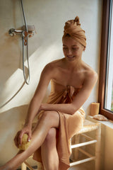 Reversible Silk Hair Towel In Tan - ourCommonplace
