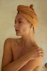 Reversible Silk Hair Towel In Tan - ourCommonplace
