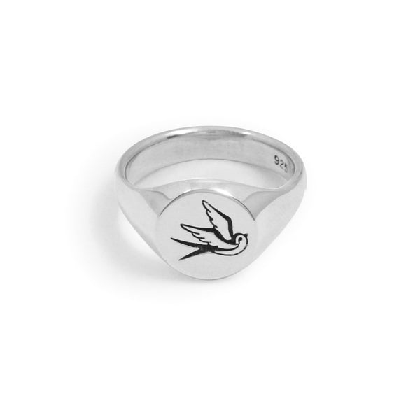 Swallow Signet Ring in Sterling Silver - ourCommonplace
