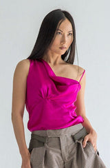 THALIA Silk Draped Blouse - ourCommonplace