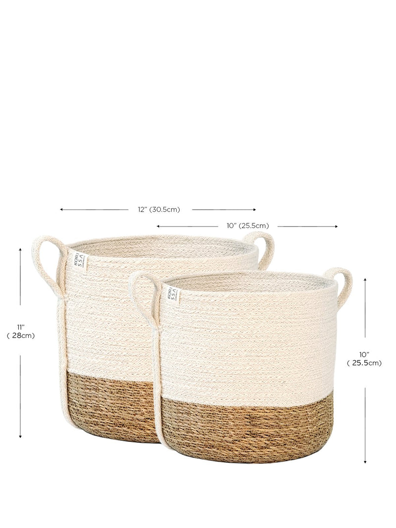 Savar Basket With Side Handle (Set Of 2) - ourCommonplace