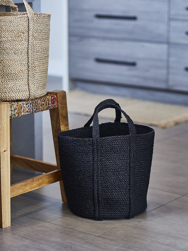 Kata Basket With Handle - Black (Set Of 2) - ourCommonplace