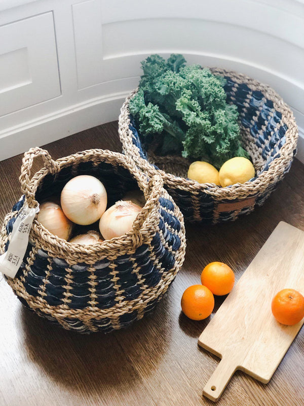 Daya Denim Foldable Basket (Set Of 2) - ourCommonplace