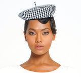 SIMONE Gingham Beret Hat, in Black - ourCommonplace