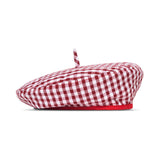 SIMONE Gingham Beret Hat, in Red - ourCommonplace