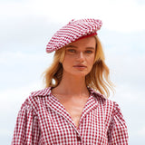 SIMONE Gingham Beret Hat, in Red - ourCommonplace