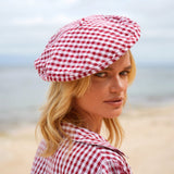 SIMONE Gingham Beret Hat, in Red - ourCommonplace