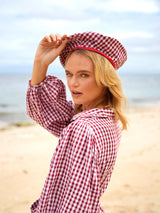 SIMONE Gingham Beret Hat, in Red - ourCommonplace