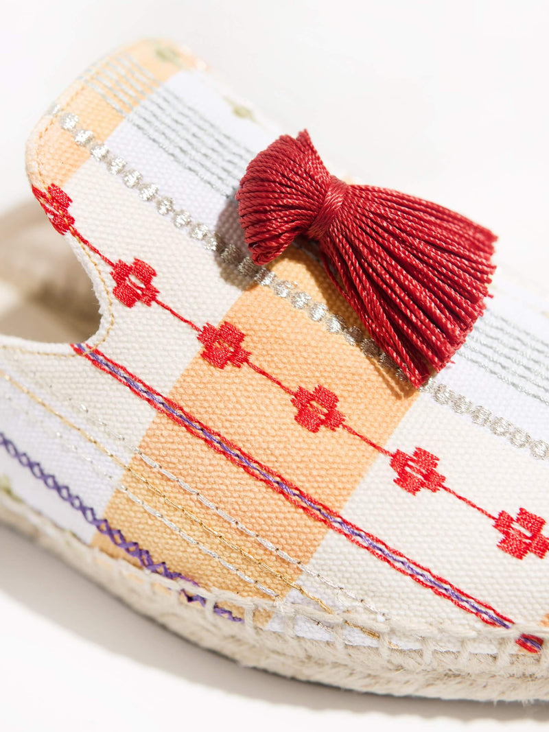 Java Artisanal Espadrille Mules - Gingham Cotton - ourCommonplace