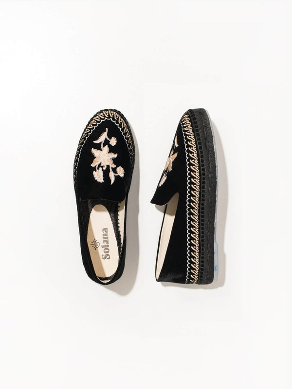 Sumatra Artisanal Espadrille Shoes - Black Velvet - ourCommonplace