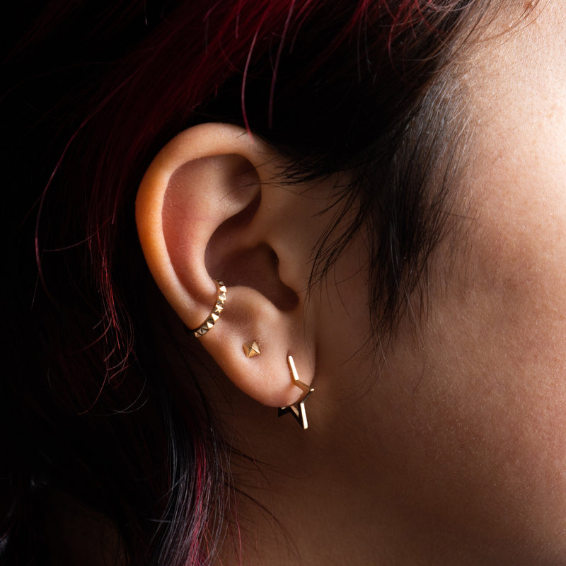 Stella Earring - Star Open Hoop Earring 14K Yellow Gold - ourCommonplace