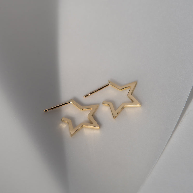 Stella Earring - Star Open Hoop Earring 14K Yellow Gold - ourCommonplace