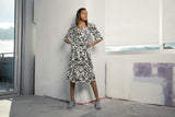 Suzan Dress / Milk + Black Brushstroke Cotton - ourCommonplace