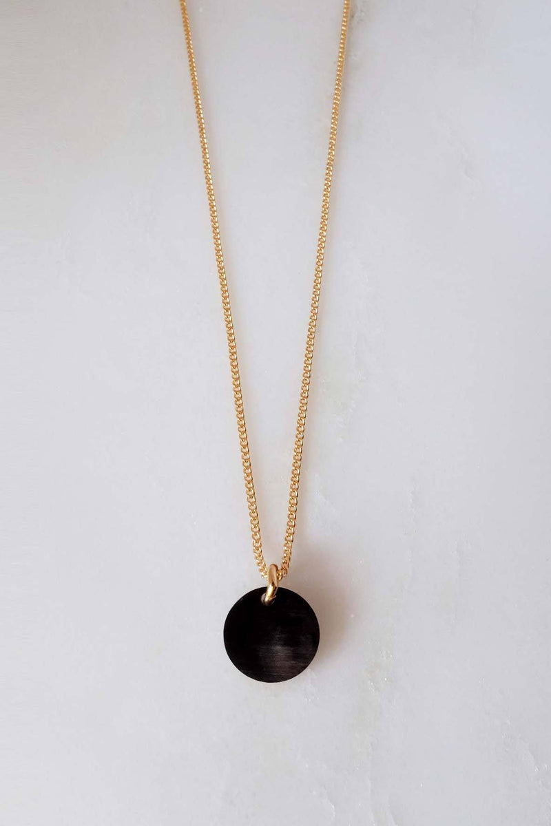 Thanh Hoa Buffalo Horn Minimalist Circle Charm Necklace - ourCommonplace