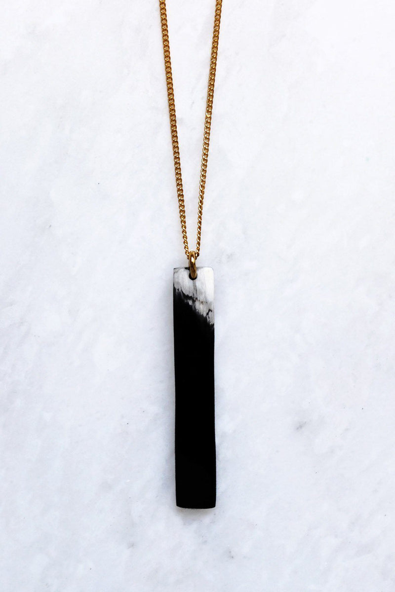 Tinh 16K Gold-Plated Brass Buffalo Horn Minimalist Bar Pendant Necklace - ourCommonplace