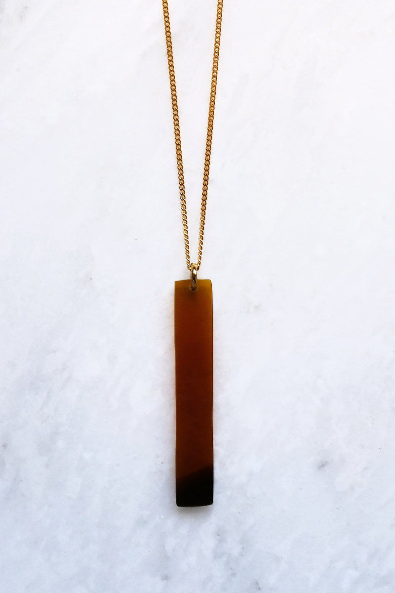 Tinh 16K Gold-Plated Brass Buffalo Horn Minimalist Bar Pendant Necklace - ourCommonplace