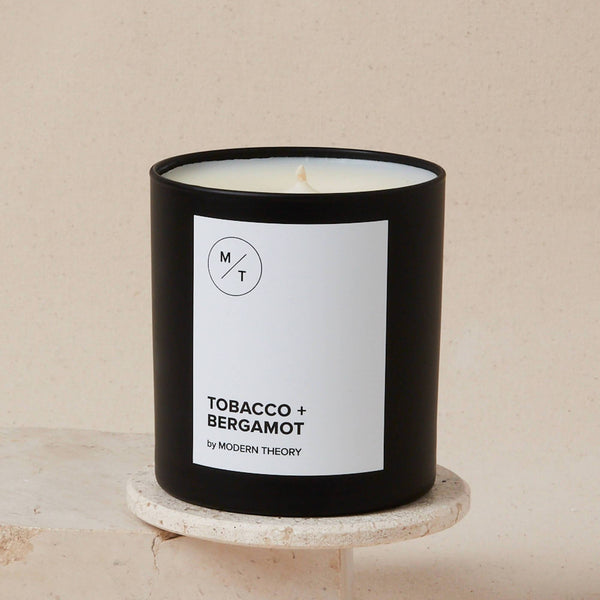 bergamot tobacco Scented Candle Green Woodsy Masculine Scent, Minimalist Luxury Farmhouse Home Decor Essential Oil Infused Amber Jar Acjar Candle Burning Instructions Smokey Leather candle - Clove,