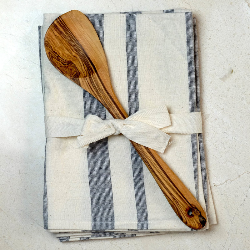 Dish Towel Set With Olive Wood Spoon Gift - ourCommonplace