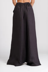 Palazzo trousers in black hemp - ourCommonplace