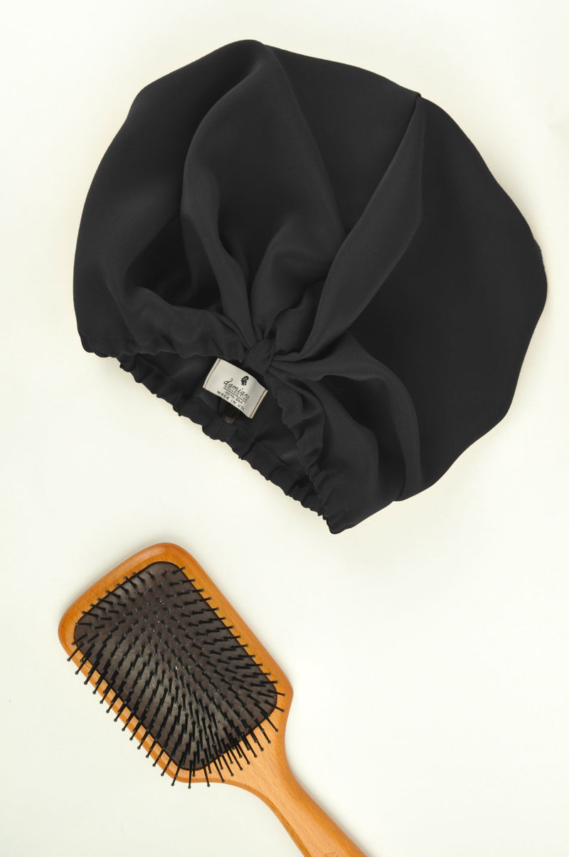 Washed Silk Hair Turban In Black - ourCommonplace