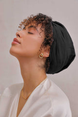 Washed Silk Hair Turban In Black - ourCommonplace